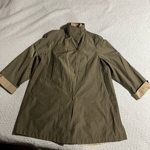 Vittoria Veroria Stylish Olive Green Vintage Trench Coat Size XL
